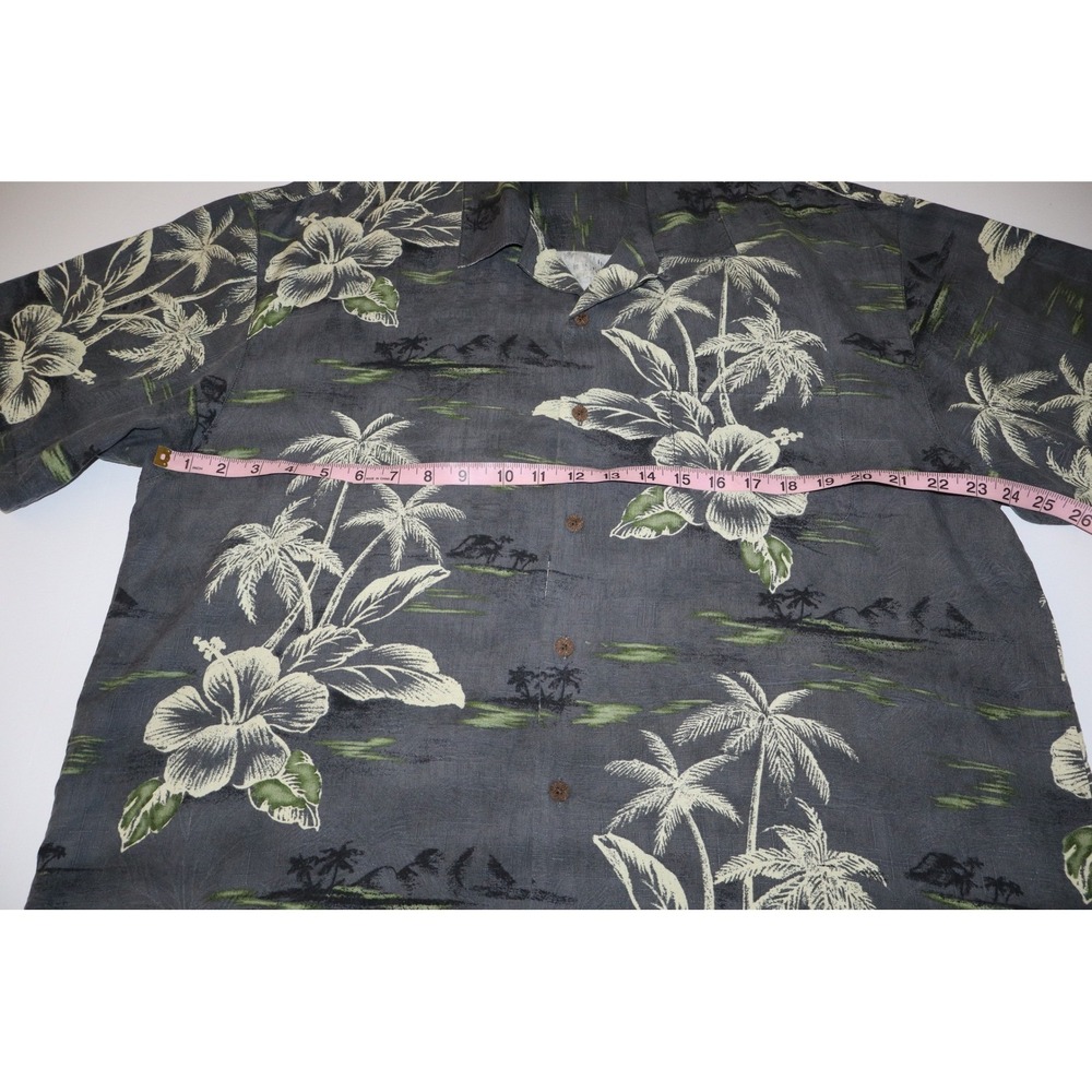 Tommy Bahama Mens XL Silk Tropical Palm Trees Gray Cruise Button Down Shirt - Picture 7 of 13